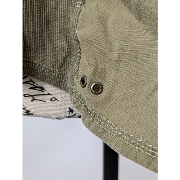 Converse Womens Medium Blouse Button Up 3/4 Sleeve Army Olive Green One Star Top - Picture 10 of 16